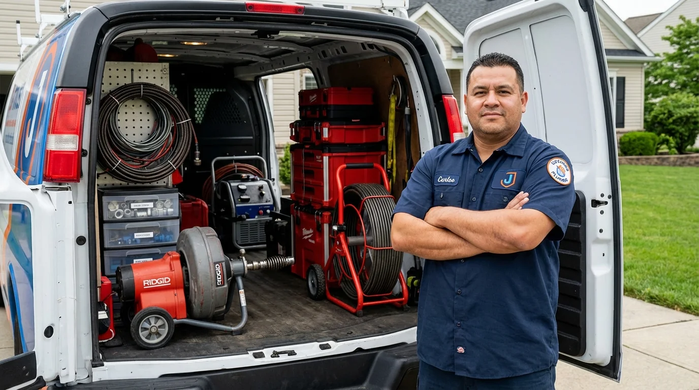 Professional drain cleaning equipment and Johns Plumbing LLC plumber in Oneida