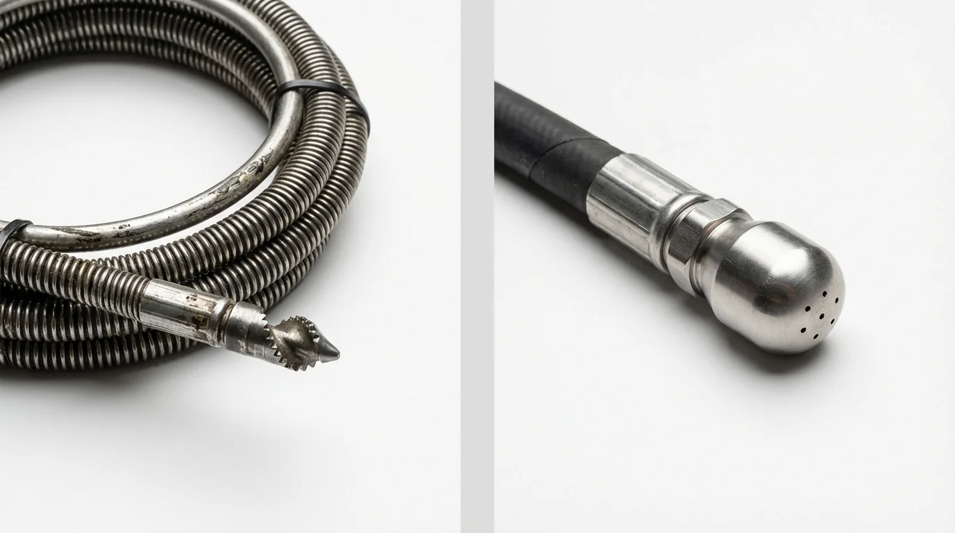 Drain snake cable and hydro jetting nozzle used for drain cleaning in Oneida, TN