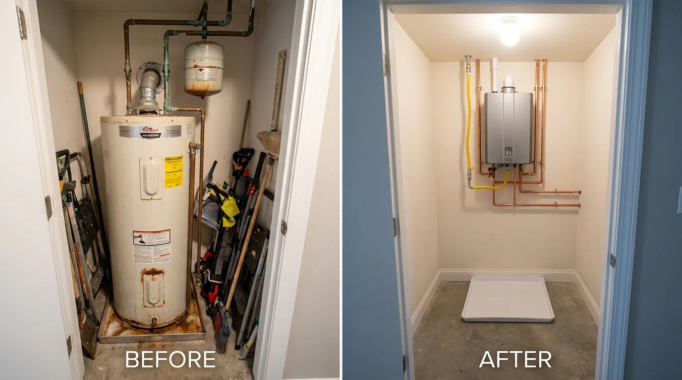 Tank water heater versus wall-mounted tankless unit comparison for Oneida, TN homeowners